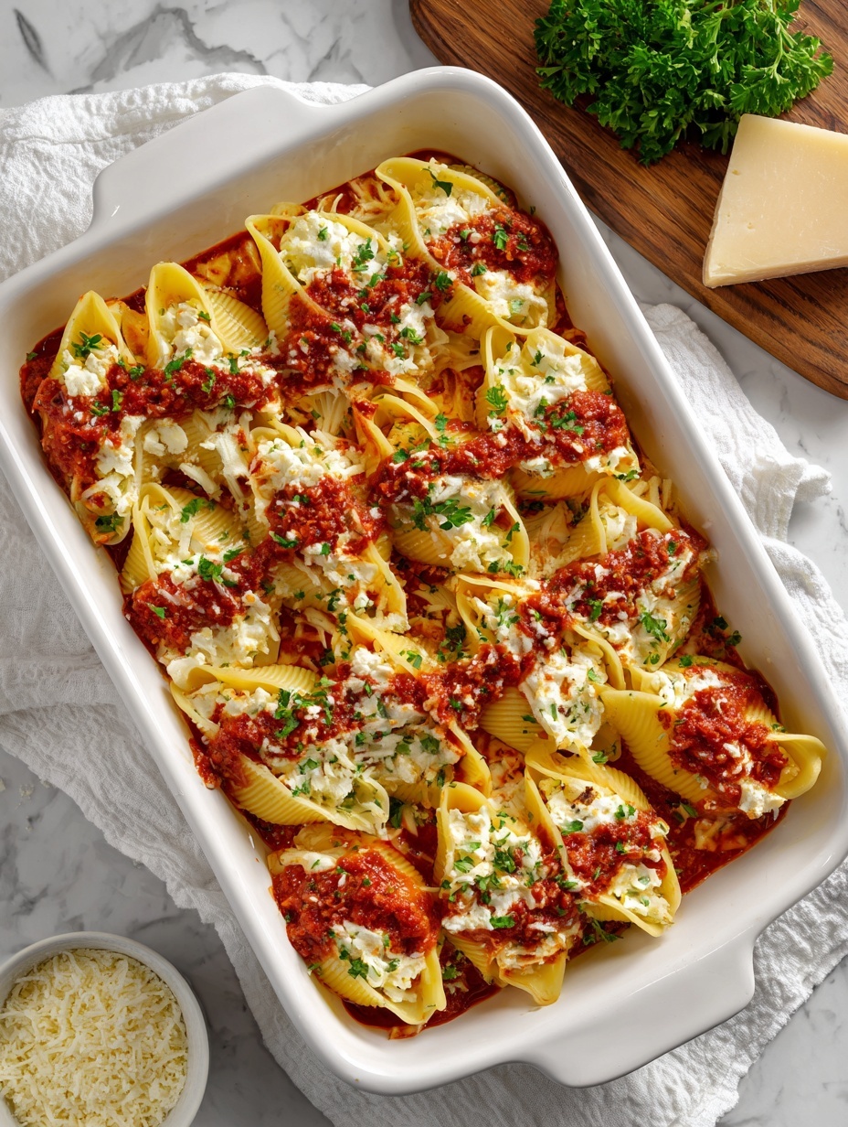 Cheesy Stuffed Shells - Serving Suggestion