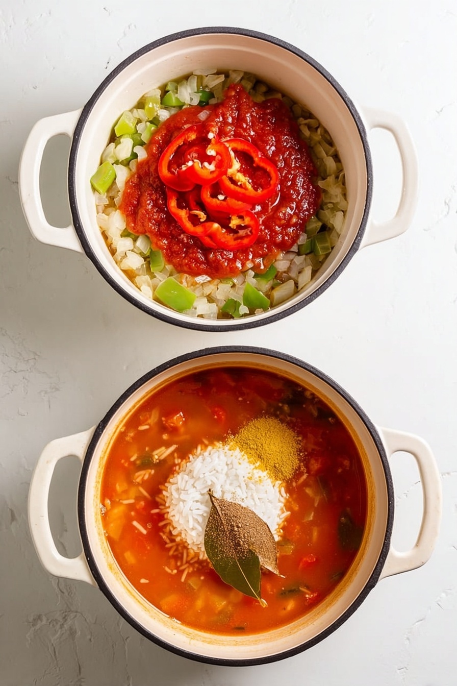 A white plate sits on a white marbled surface, filled with a single layer of orange-colored cooked rice mixed with bright green peas and pink shrimp scattered evenly across the dish. The rice grains are separate but slightly glossy, and there are small bits of red peppers and onions mixed into the rice. A silver fork is placed on the right side of the plate with its tines resting on the rice. In the background, the corner of a white serving pot with more of the rice dish inside is visible, sitting on a crumpled white cloth. photo taken with an iphone --ar 2:3 --v 7