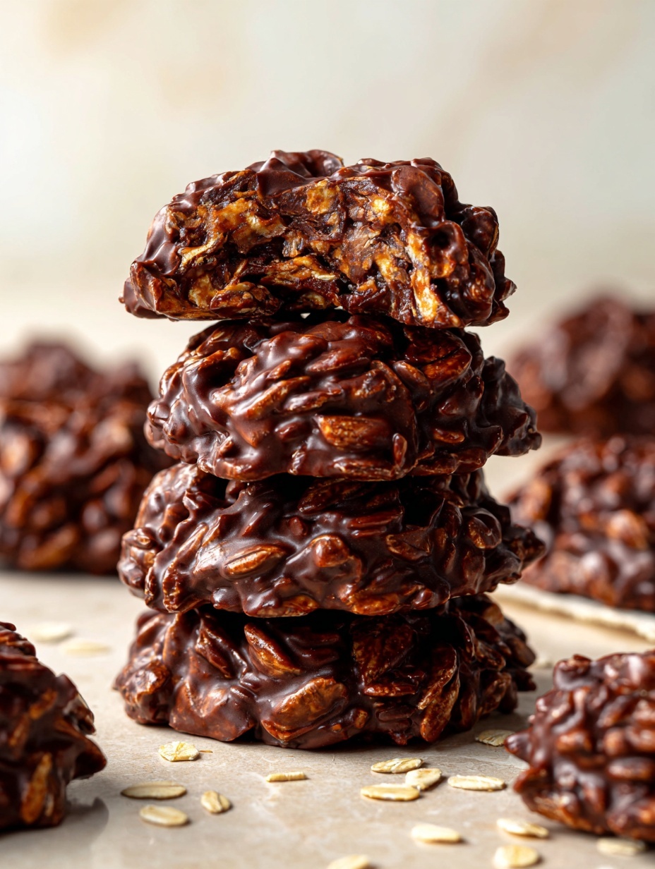 A white, scalloped ceramic plate lined with light brown parchment paper holds a group of eight dark brown cookies made with chocolate and oats. Each cookie is round and thick, with a textured surface showing the shiny oats embedded in the chocolate, giving a glossy, nutty look. The cookies are piled close together, some overlapping, and the plate rests on a white marbled surface with a light-colored cloth peeking from the side. photo taken with an iphone --ar 2:3 --v 7